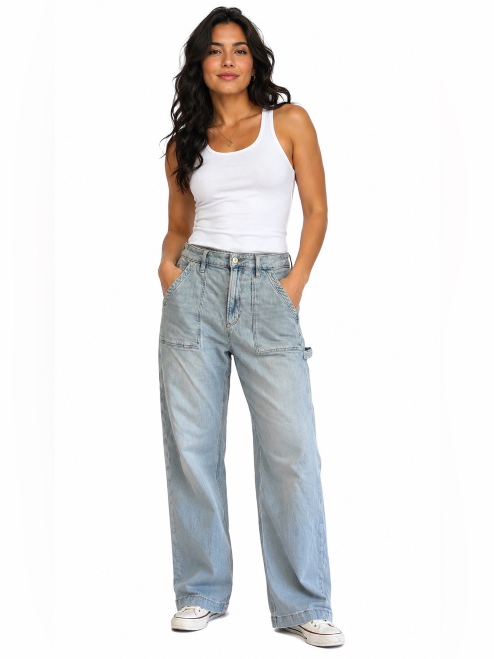 American Eagle Super High Rise Baggy Wide Leg Jeans Sz 8